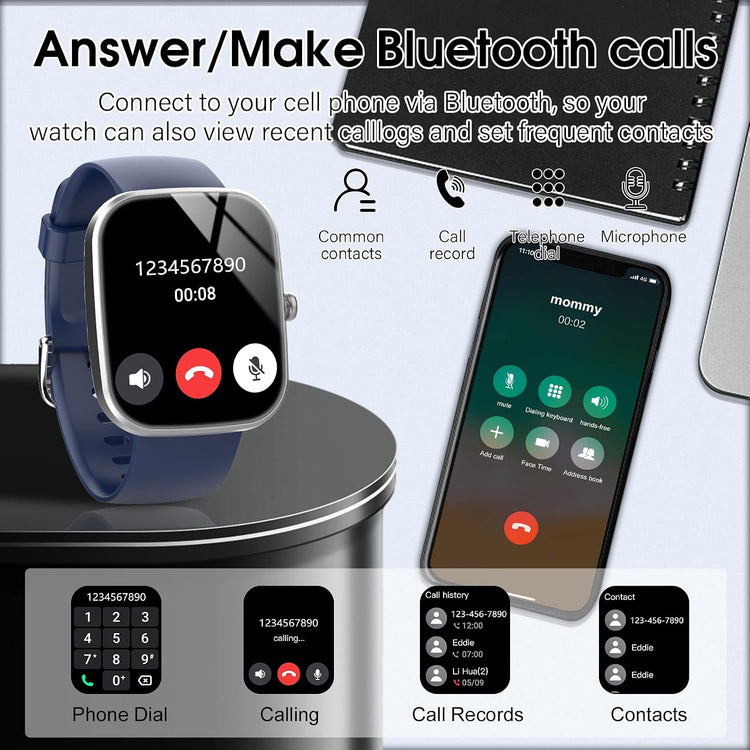 1.91″ HD IP68 Fitness Smartwatch – Blue