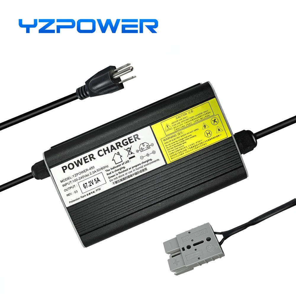 67.2V 5A Lithium Battery Charger 16S/ 60V 72V 5A Lithium Battery Charger Fast Charging with Cooling Fan