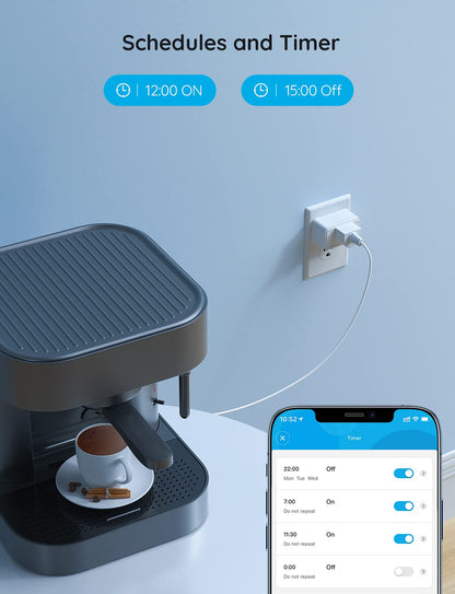 Smart Plug 15A - 4 Pack WiFi and Bluetooth Outlets Compatible with Alexa and Google Assistant, Remote Control via Home App, Multiple Timer Support, No Hub Required, ETL & FCC Certified