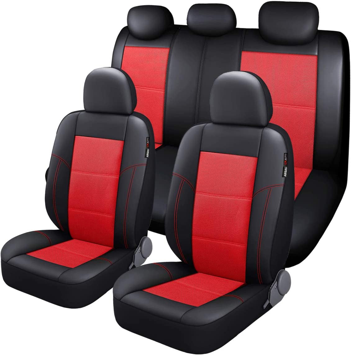 9PCS Universal Leather & Mesh Car Seat Covers