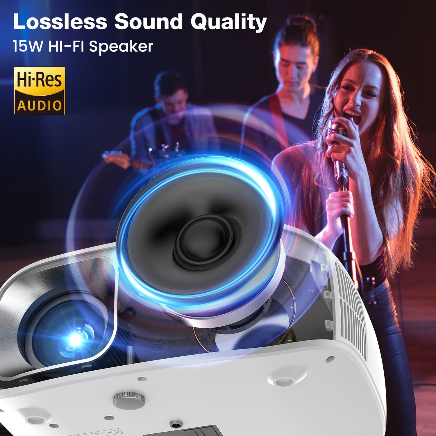 Mini 1080P WiFi & Bluetooth Projector, 4K Supported