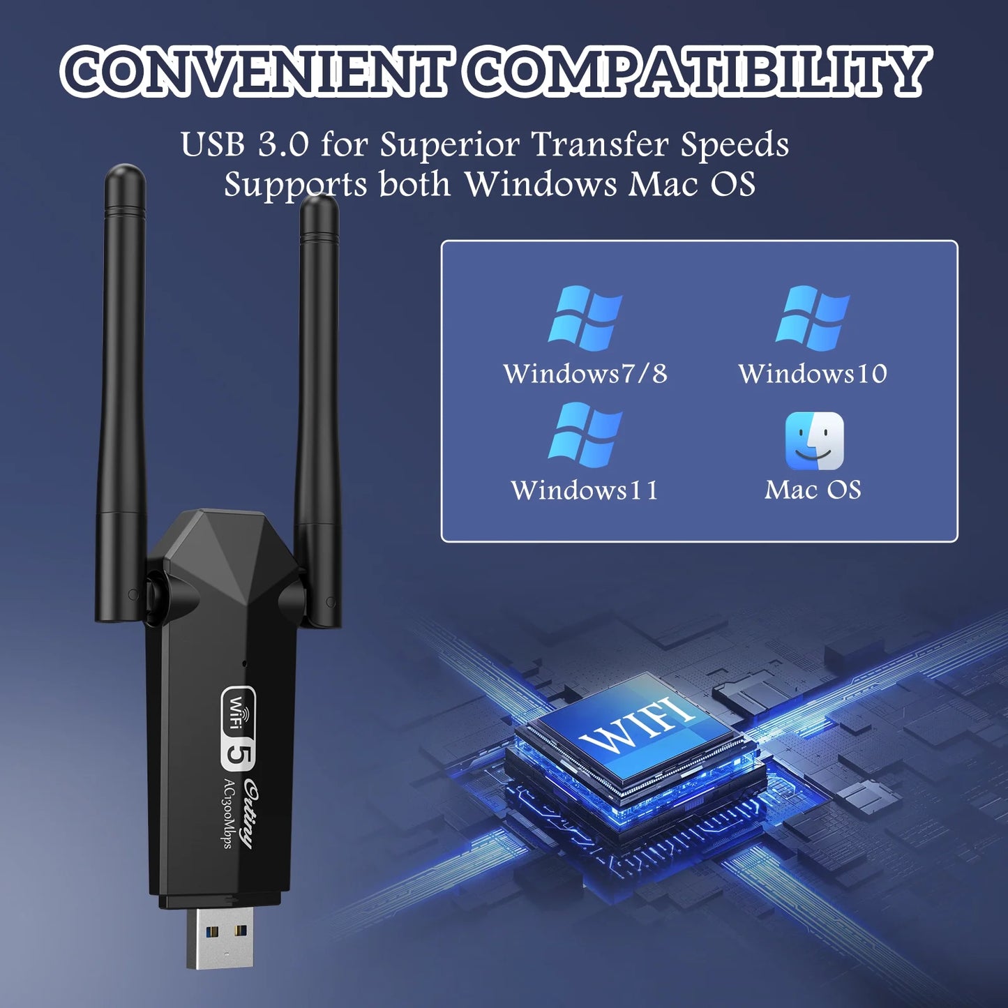 1300Mbps Dual-Band USB 3.0 Wi-Fi Adapter