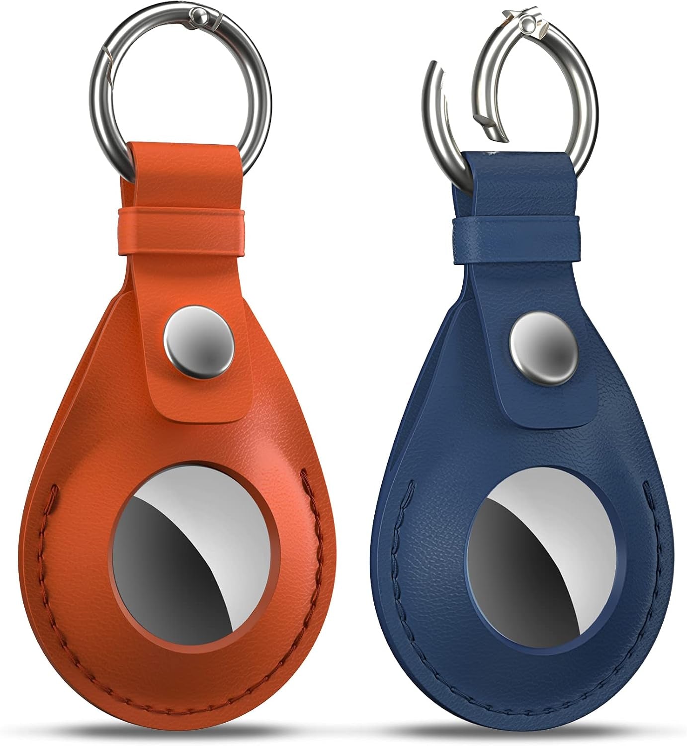 Premium Leather AirTag Holder – 2 Pack Protective Keychain Case