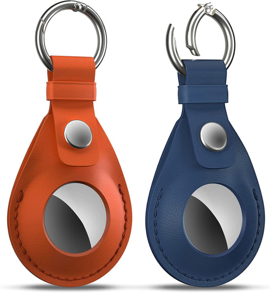 Premium Leather AirTag Holder – 2 Pack Protective Keychain Case