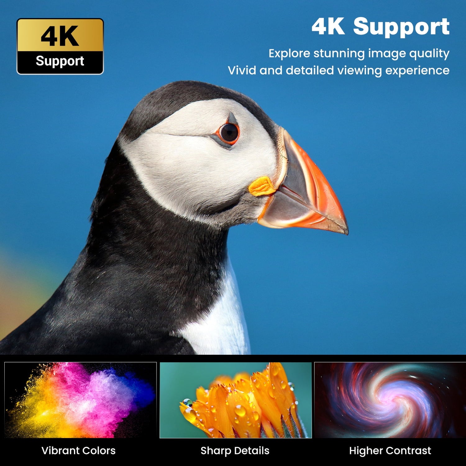Mini 1080P WiFi & Bluetooth Projector, 4K Supported