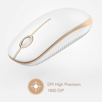 Wireless Slim Mouse – Quiet 2.4GHz USB Optical Mouse for Laptop, PC & Mac