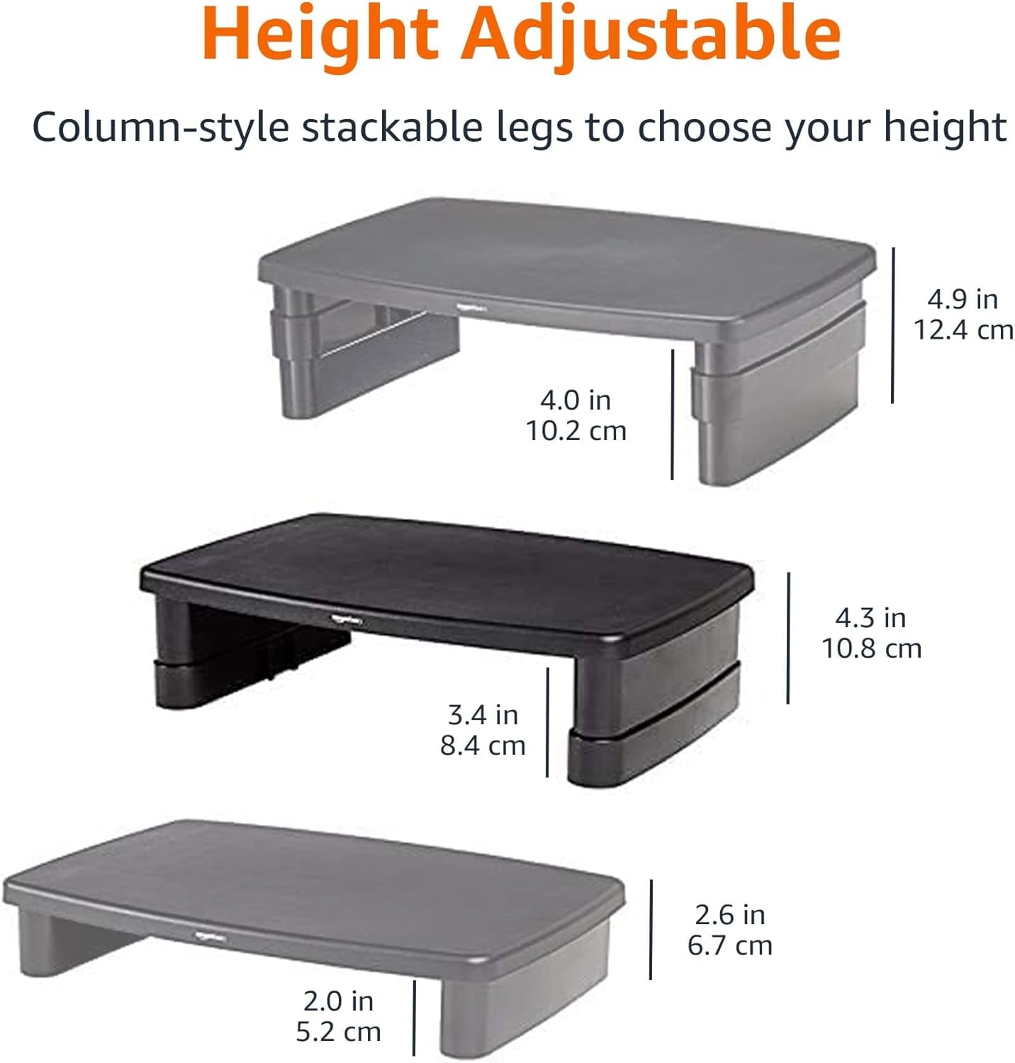 Adjustable Monitor Stand with Storage (3-Level)