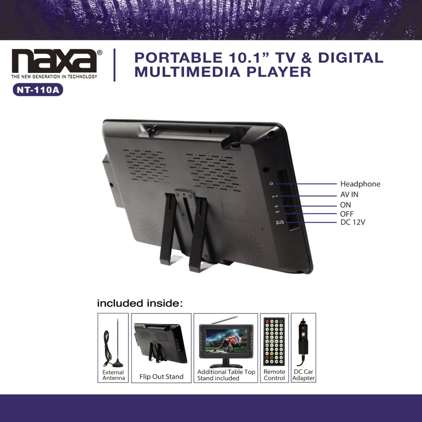 Naxa 10" Portable 12 Volt Television & Digital Multimedia Player