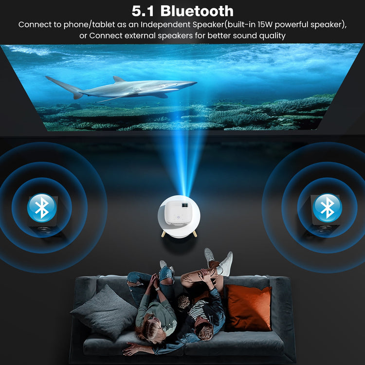 Mini 1080P WiFi & Bluetooth Projector, 4K Supported