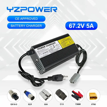 67.2V 5A Lithium Battery Charger 16S/ 60V 72V 5A Lithium Battery Charger Fast Charging with Cooling Fan