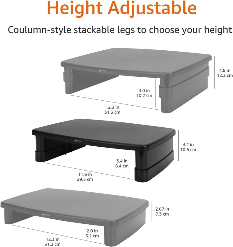 Adjustable Monitor Stand with Storage (3-Level)