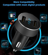 Dual USB Car Charger with Voltage Meter