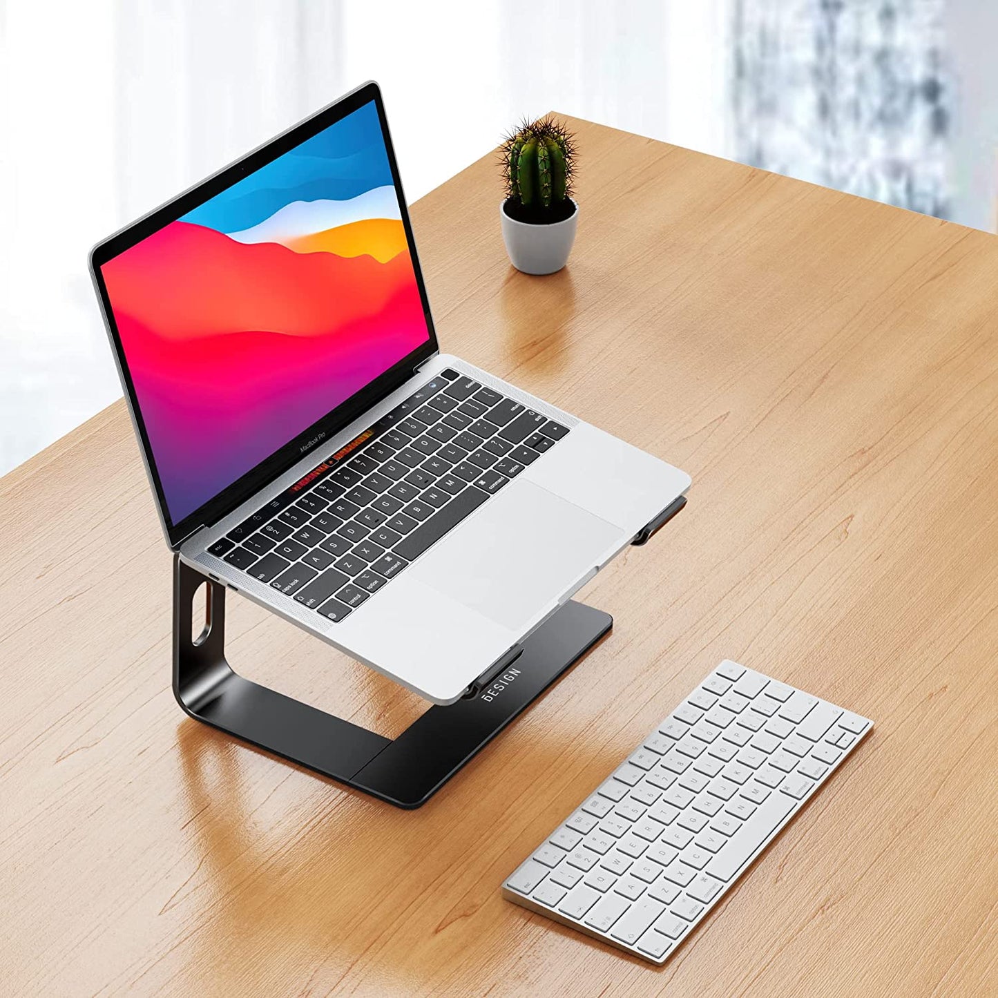LS03 Aluminum Laptop Stand, Ergonomic Detachable Computer Stand, Notebook Riser, Laptop Mount Compatible with Air, Pro, Dell, HP, Lenovo More 10-15.6" Laptops, Black