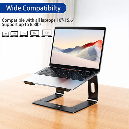 LS03 Aluminum Laptop Stand, Ergonomic Detachable Computer Stand, Notebook Riser, Laptop Mount Compatible with Air, Pro, Dell, HP, Lenovo More 10-15.6" Laptops, Black