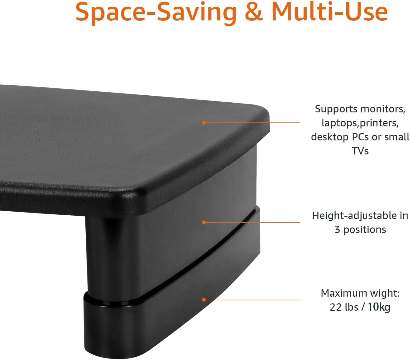 Adjustable Monitor Stand with Storage (3-Level)