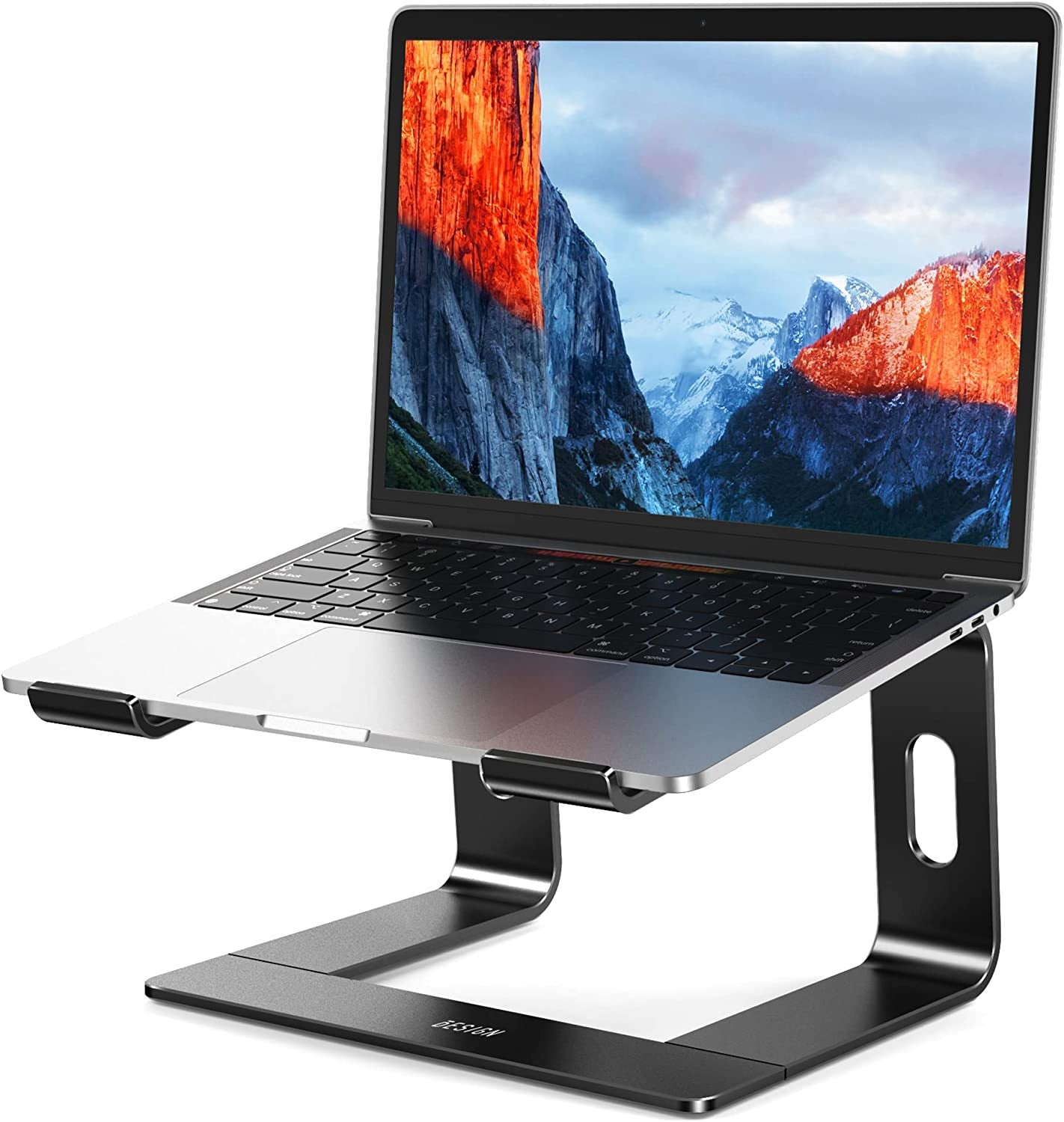 LS03 Aluminum Laptop Stand, Ergonomic Detachable Computer Stand, Notebook Riser, Laptop Mount Compatible with Air, Pro, Dell, HP, Lenovo More 10-15.6" Laptops, Black