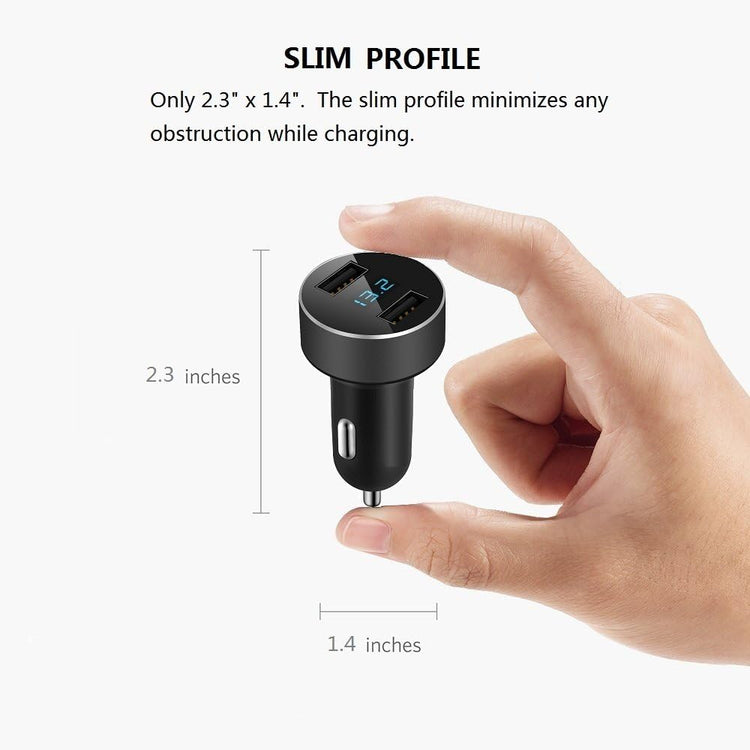 Dual USB Car Charger with Voltage Meter