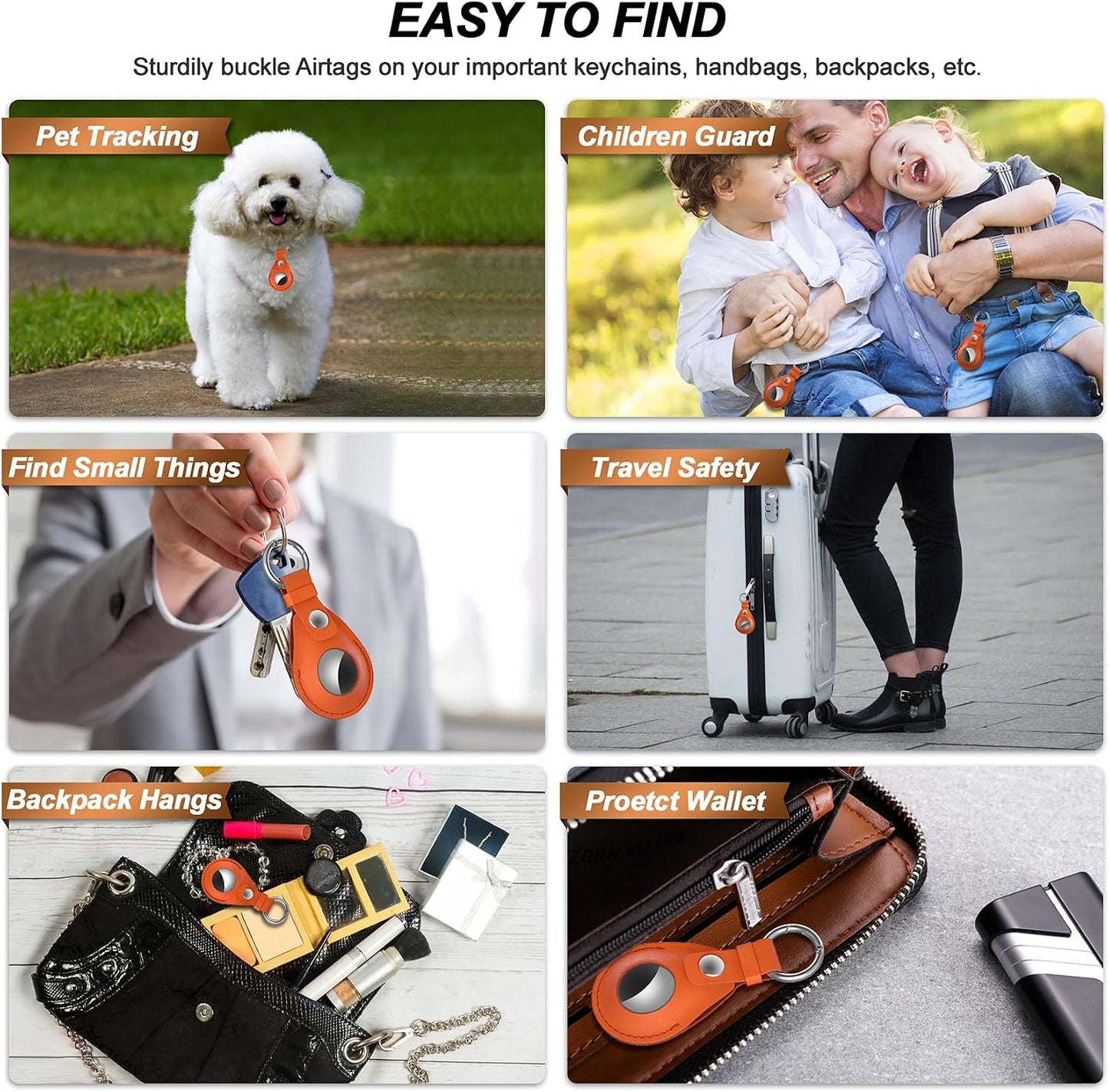 Premium Leather AirTag Holder – 2 Pack Protective Keychain Case