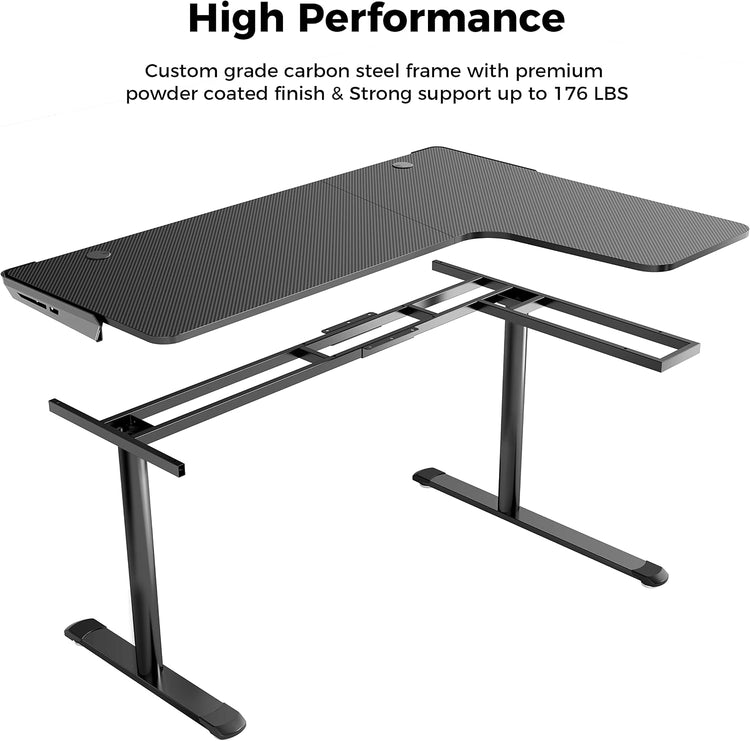 60" L-Shaped Gaming Desk with Cable Management