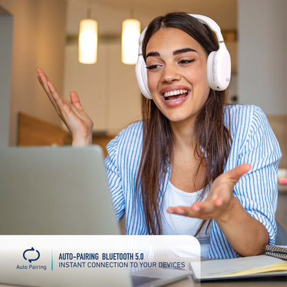 Wireless Bluetooth Over-Ear Headphones – White