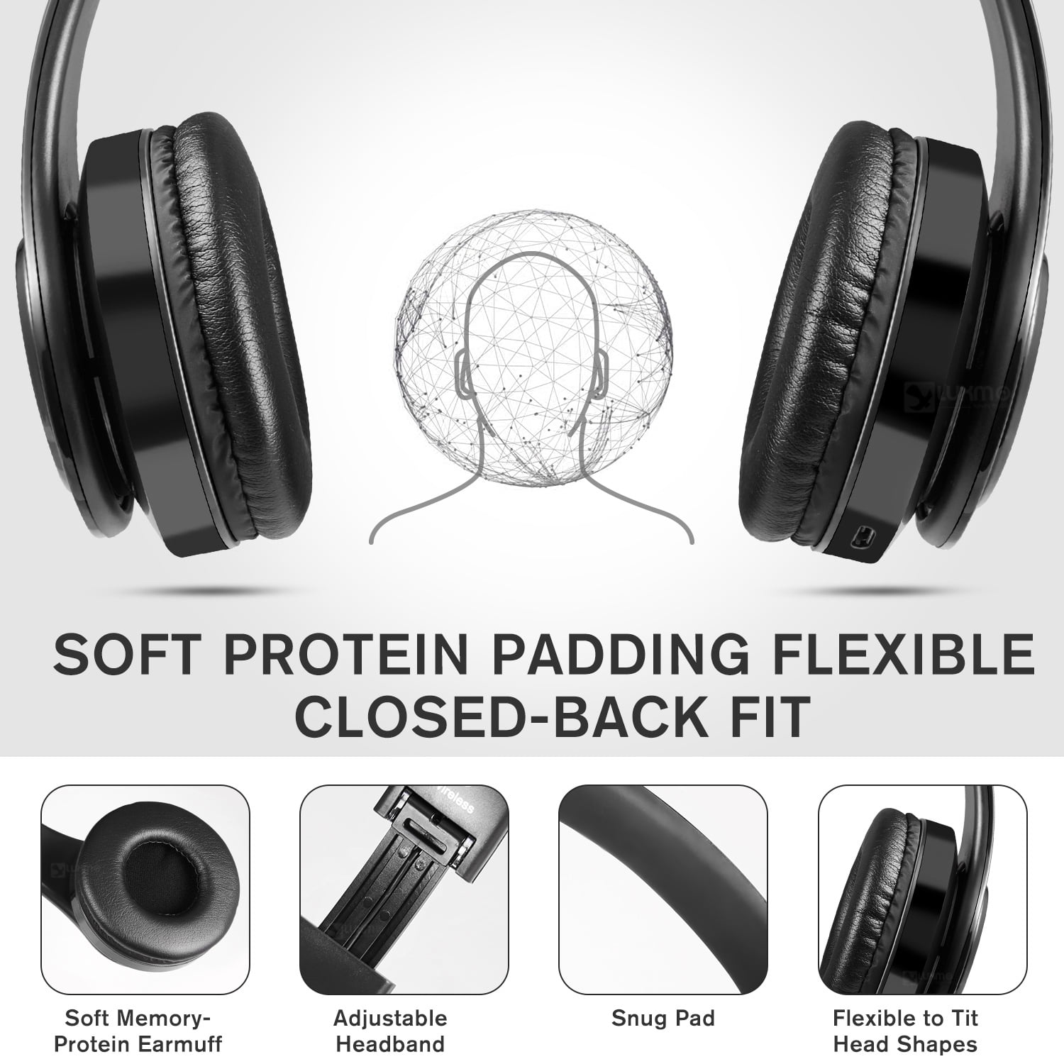 Wireless Bluetooth Noise Cancelling Headphones with Mic – Foldable Over-Ear Headset