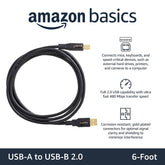 USB 2.0 Printer Cable (USB-A to USB-B, 6ft)