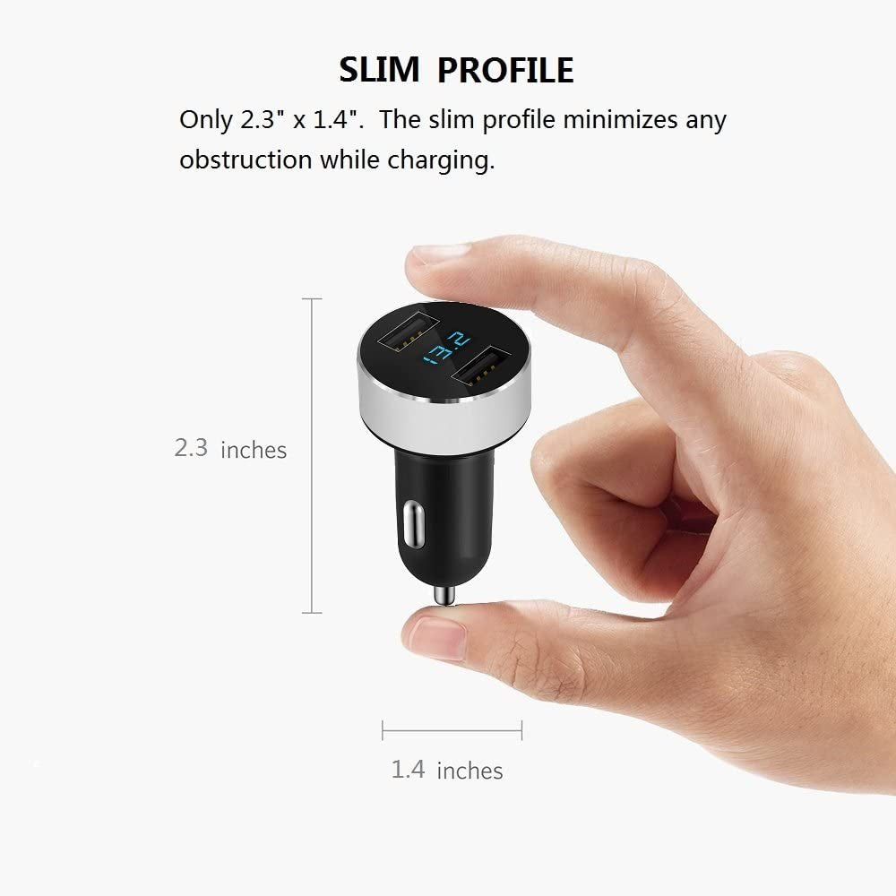 Dual USB Fast Car Charger – 12V/24V Adapter with LED Voltage Meter