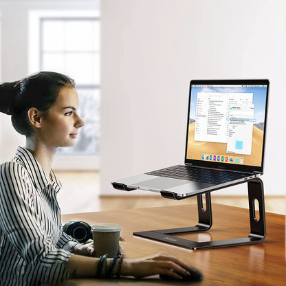 LS03 Aluminum Laptop Stand, Ergonomic Detachable Computer Stand, Notebook Riser, Laptop Mount Compatible with Air, Pro, Dell, HP, Lenovo More 10-15.6" Laptops, Black