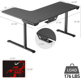 60" L-Shaped Gaming Desk with Cable Management