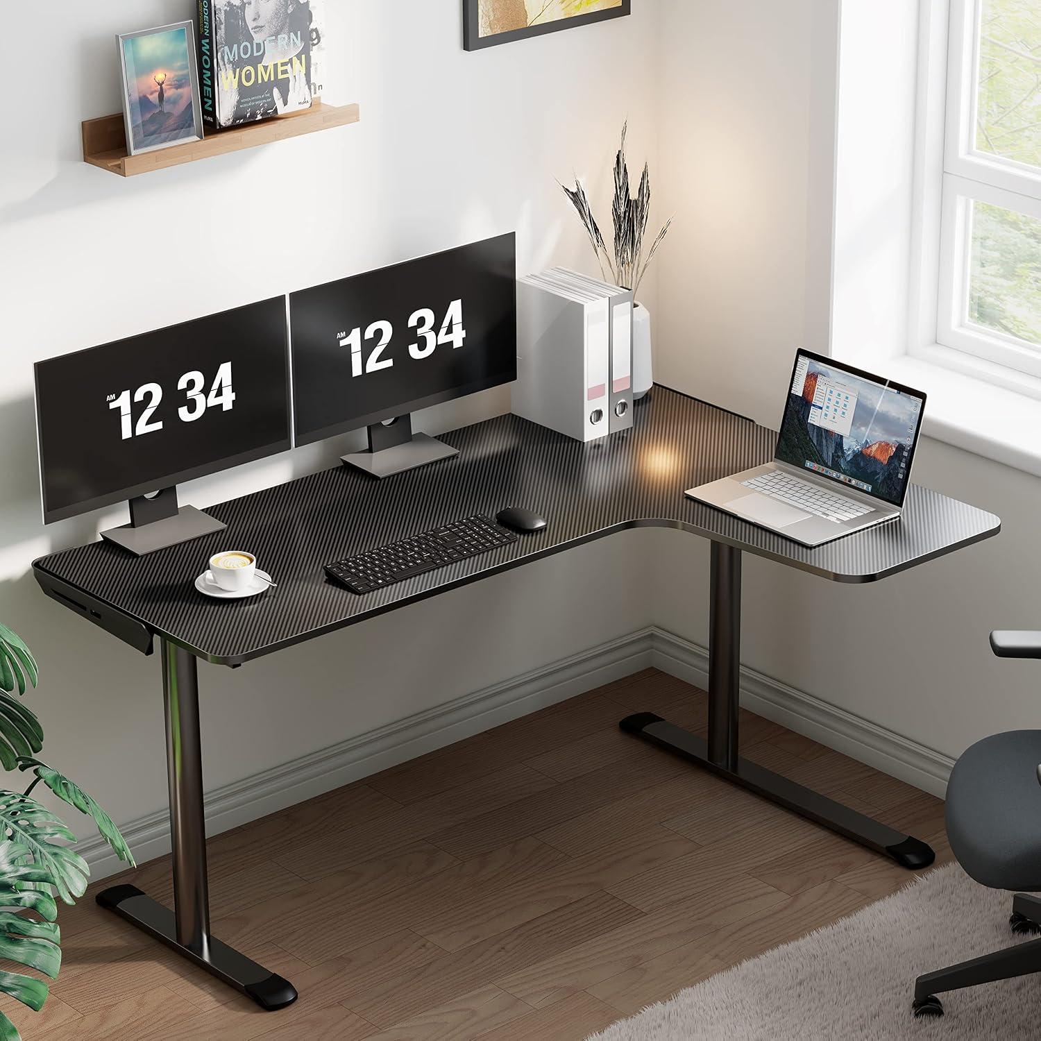 60" L-Shaped Gaming Desk with Cable Management