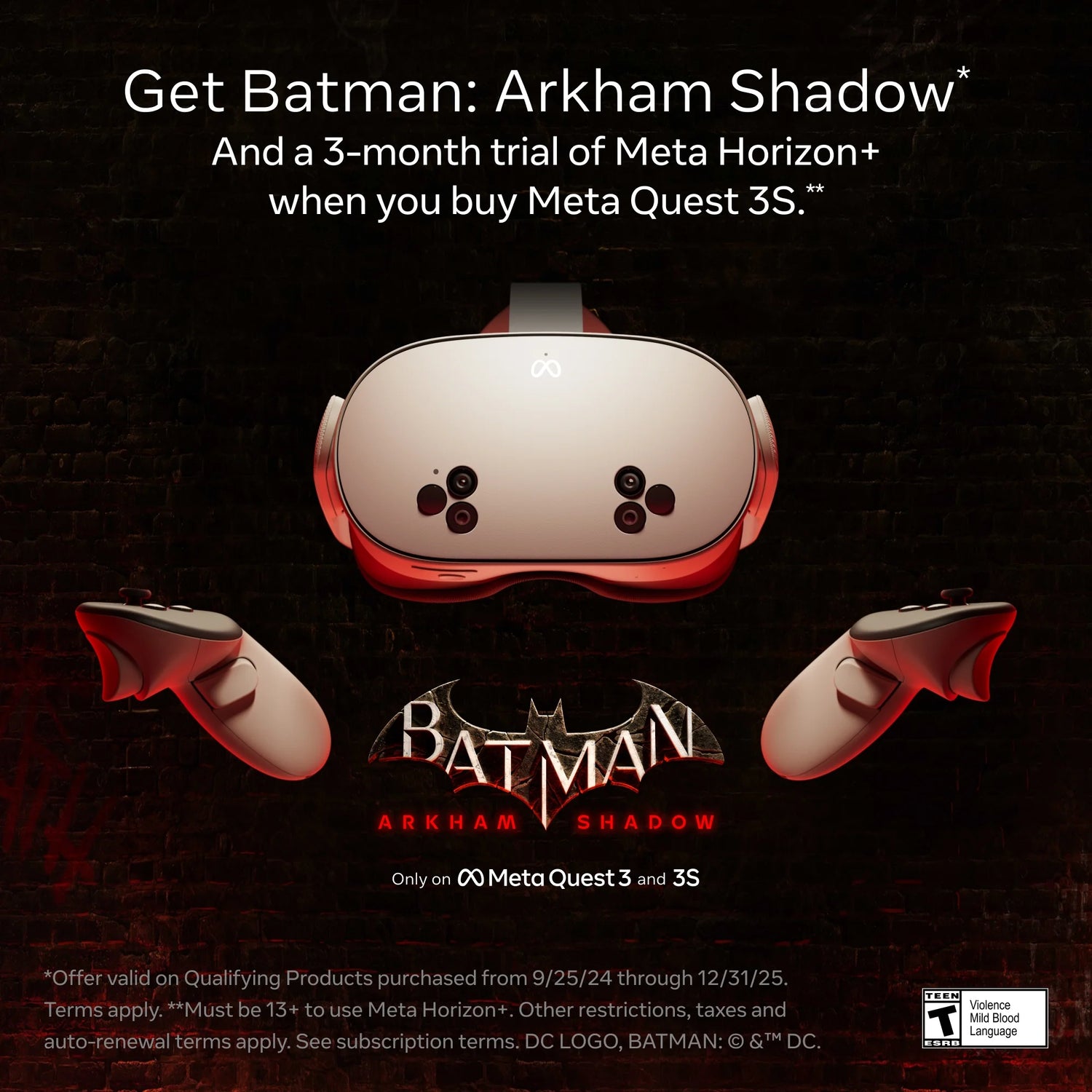 Meta Quest 3S 128GB + Batman & 3-Month Horizon+