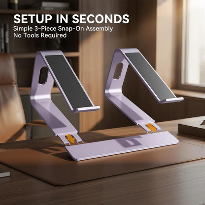 Aluminum Laptop Stand for 10–15.6" Laptops – Ergonomic Desktop Riser, Purple