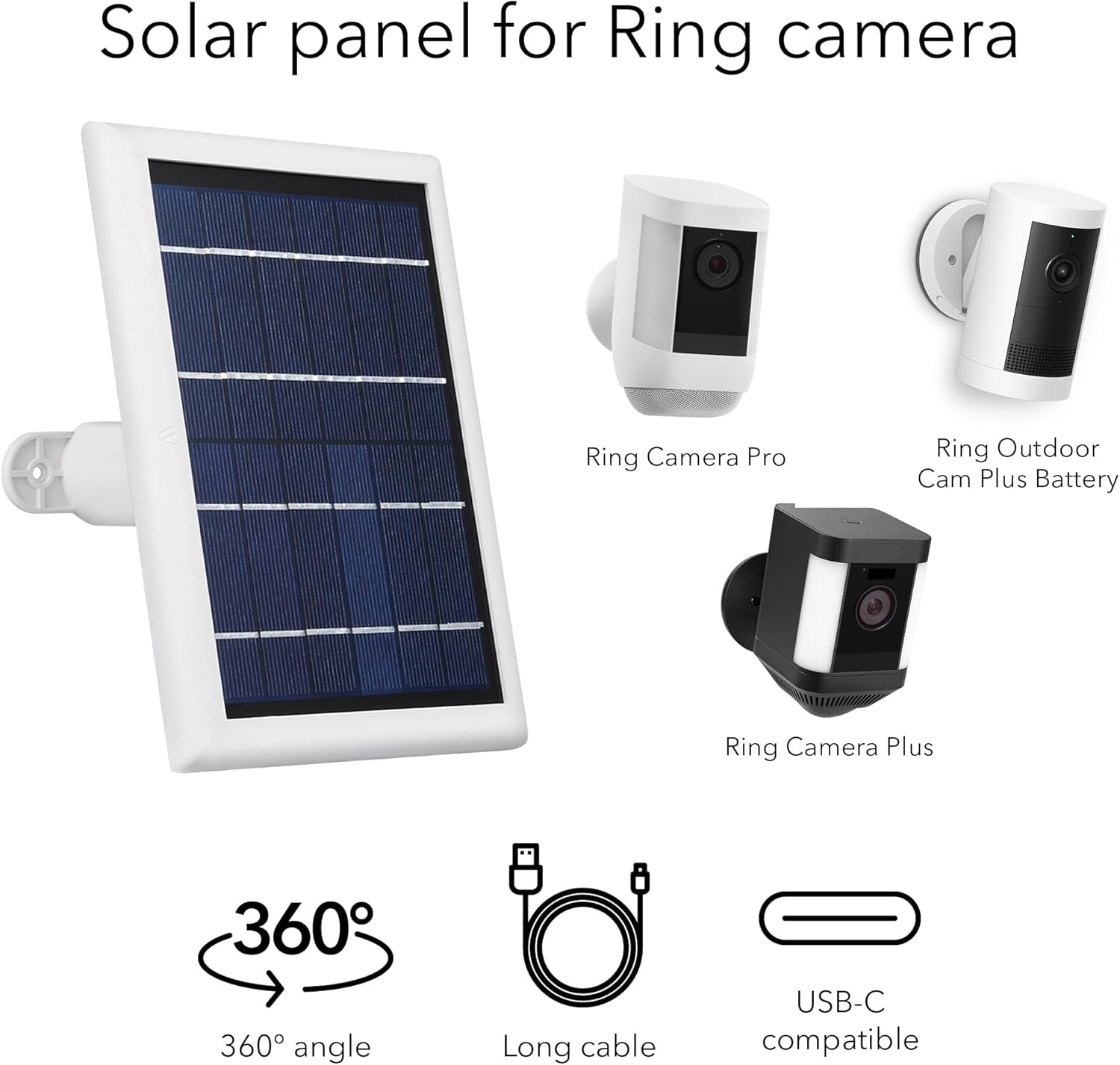 Solar Panel for Ring Cameras (3-Pack, White)