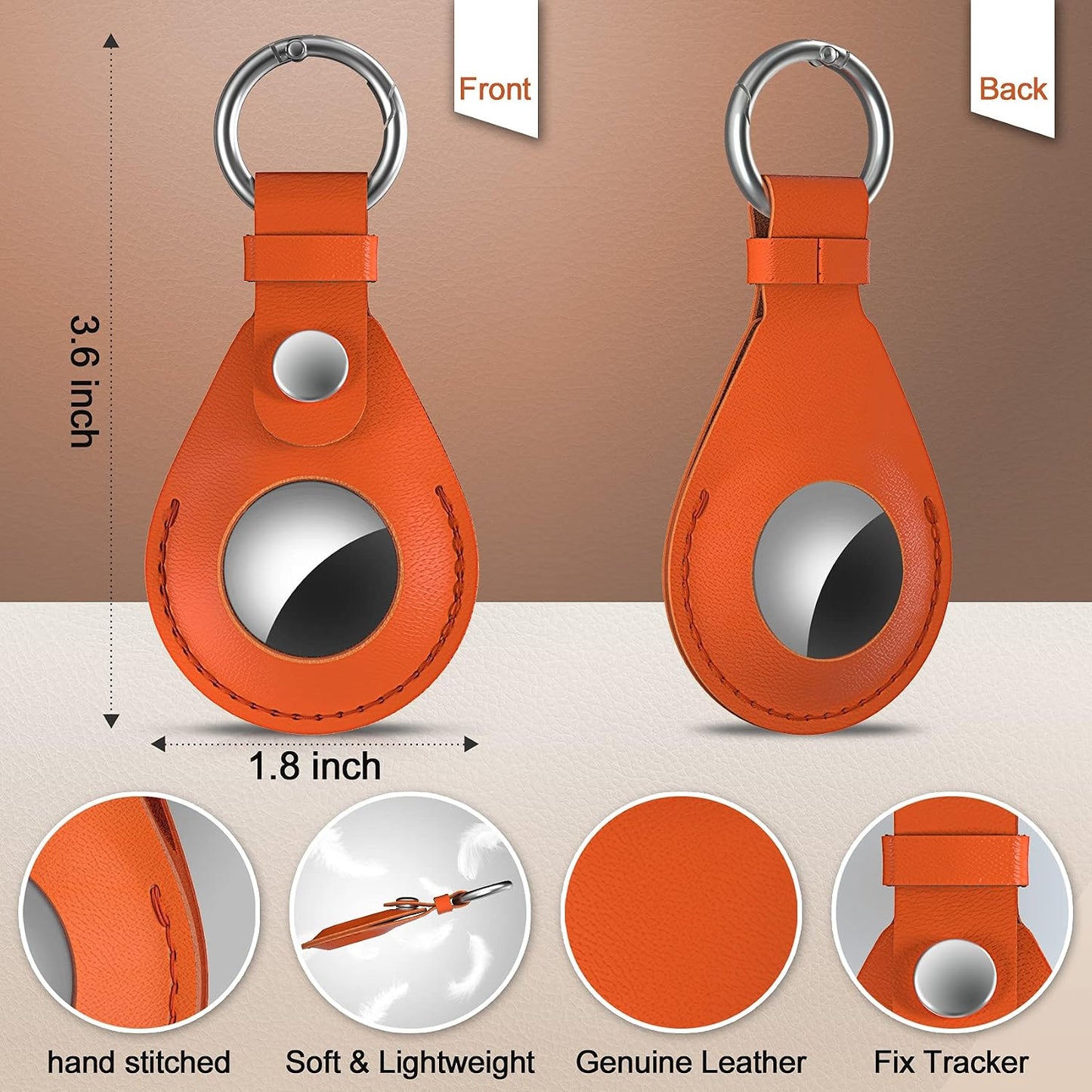 Premium Leather AirTag Holder – 2 Pack Protective Keychain Case