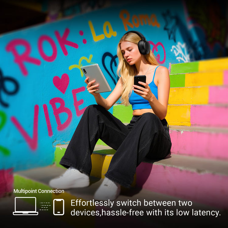 Wireless Over-Ear Headphones with Hybrid ANC – 50 dB Noise Reduction, 120-Hour Battery, 6-Mic ENC, Spatial Audio and Foldable Design