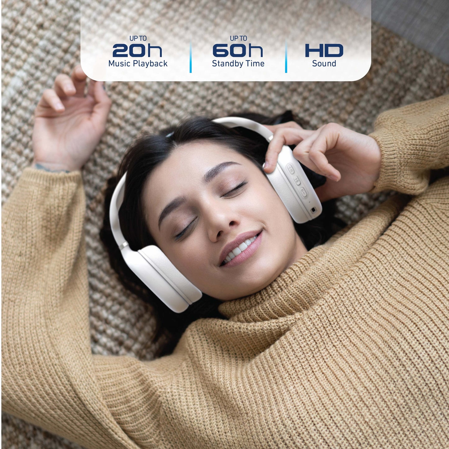 Wireless Bluetooth Over-Ear Headphones – White