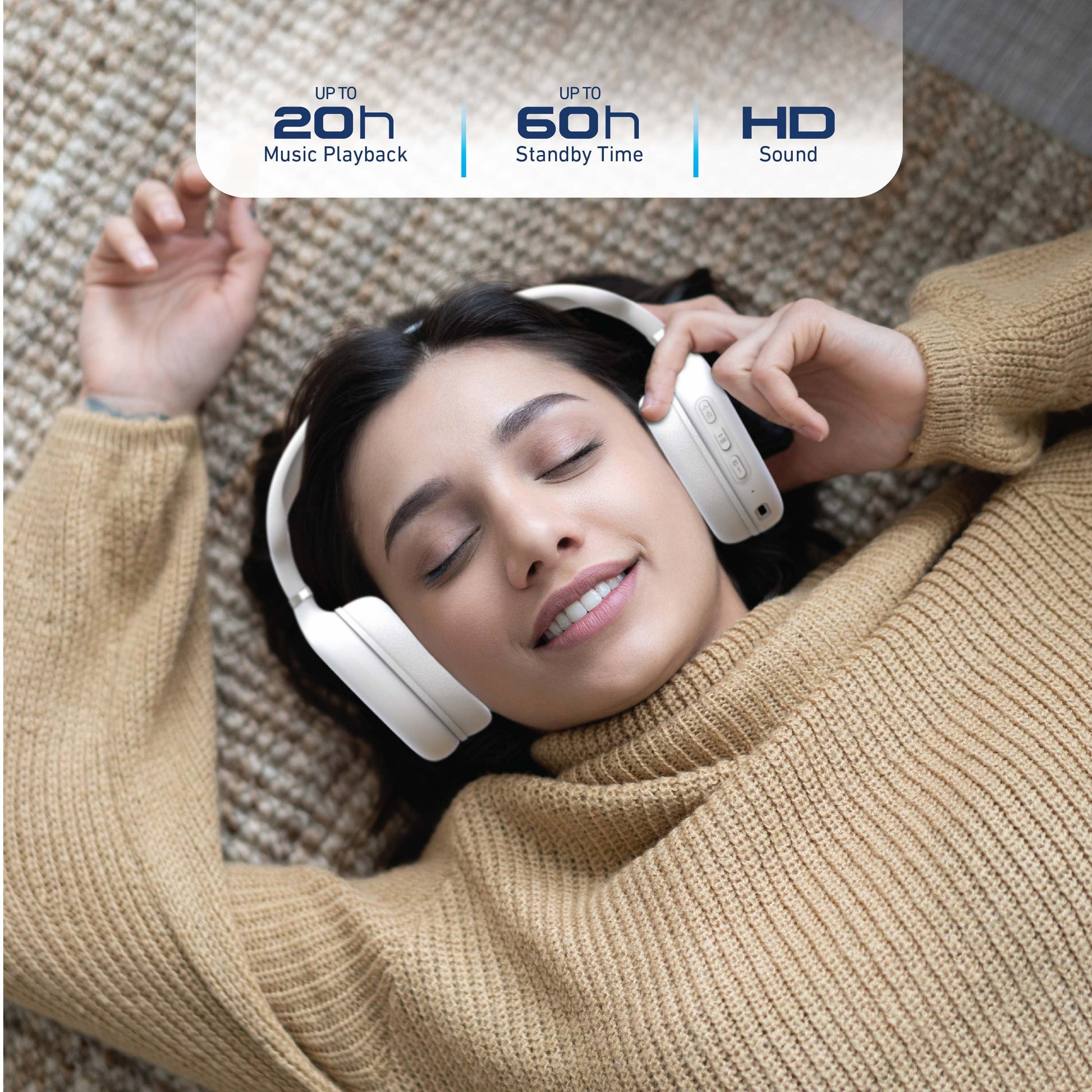 Wireless Bluetooth Over-Ear Headphones – White