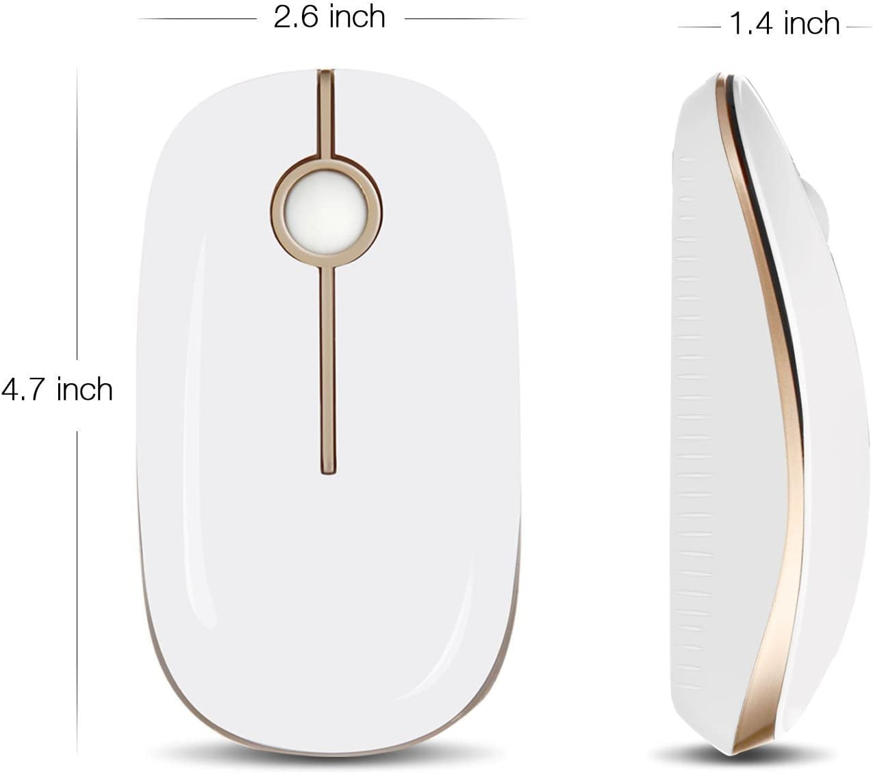 Wireless Slim Mouse – Quiet 2.4GHz USB Optical Mouse for Laptop, PC & Mac