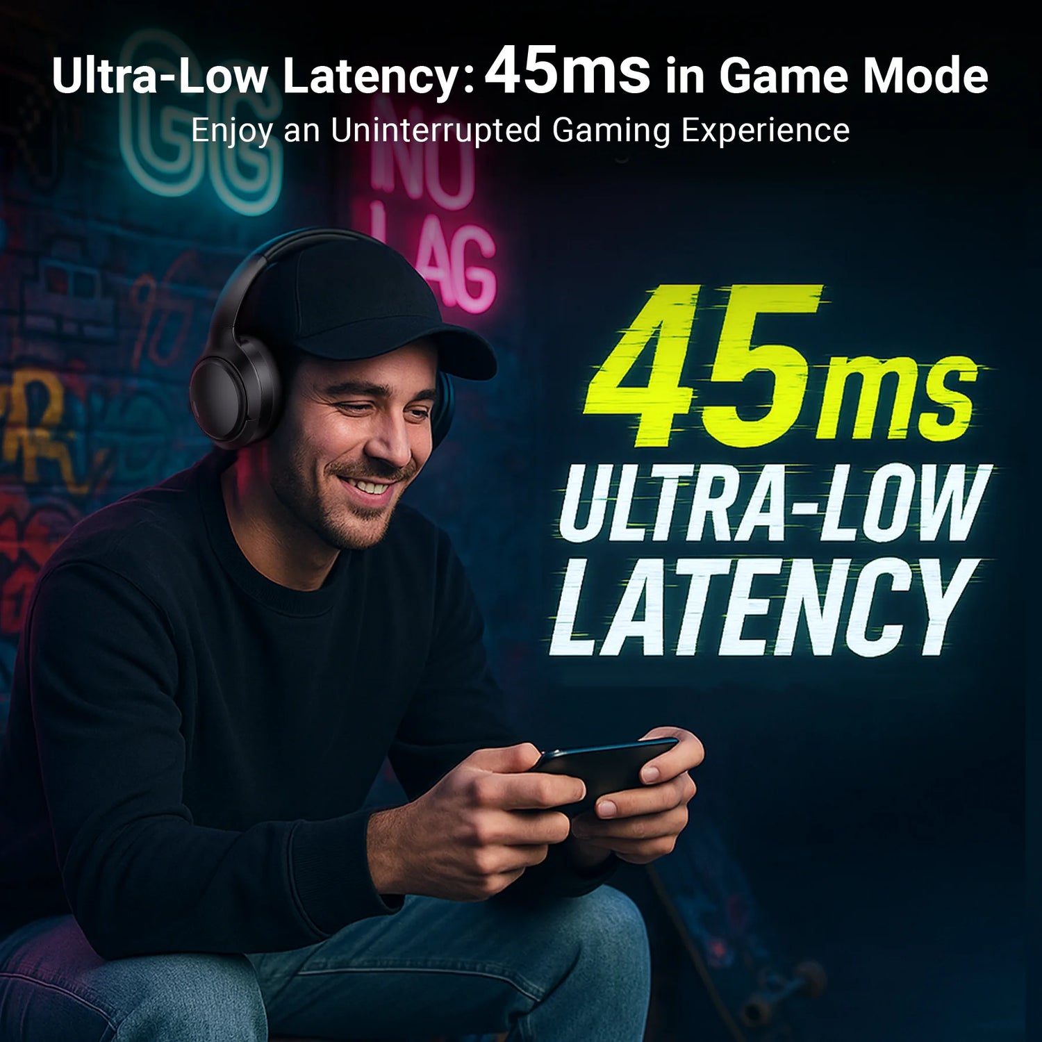 Wireless Over-Ear Headphones with Hybrid ANC – 50 dB Noise Reduction, 120-Hour Battery, 6-Mic ENC, Spatial Audio and Foldable Design
