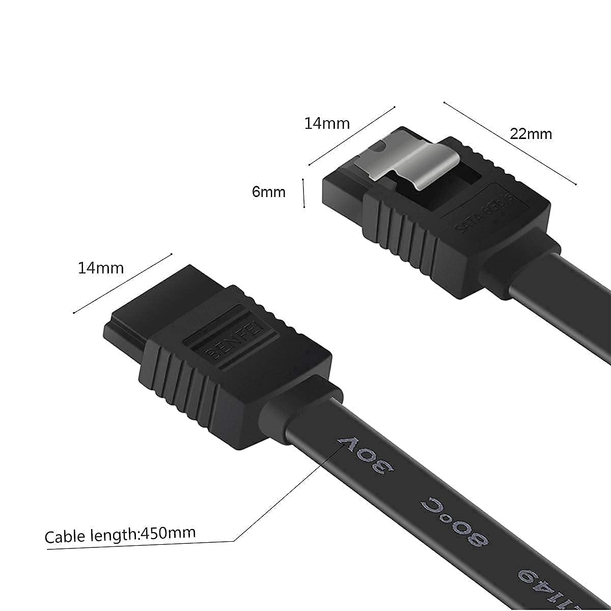 3-Pack 18″ SATA III 6Gbps Cables – Black
