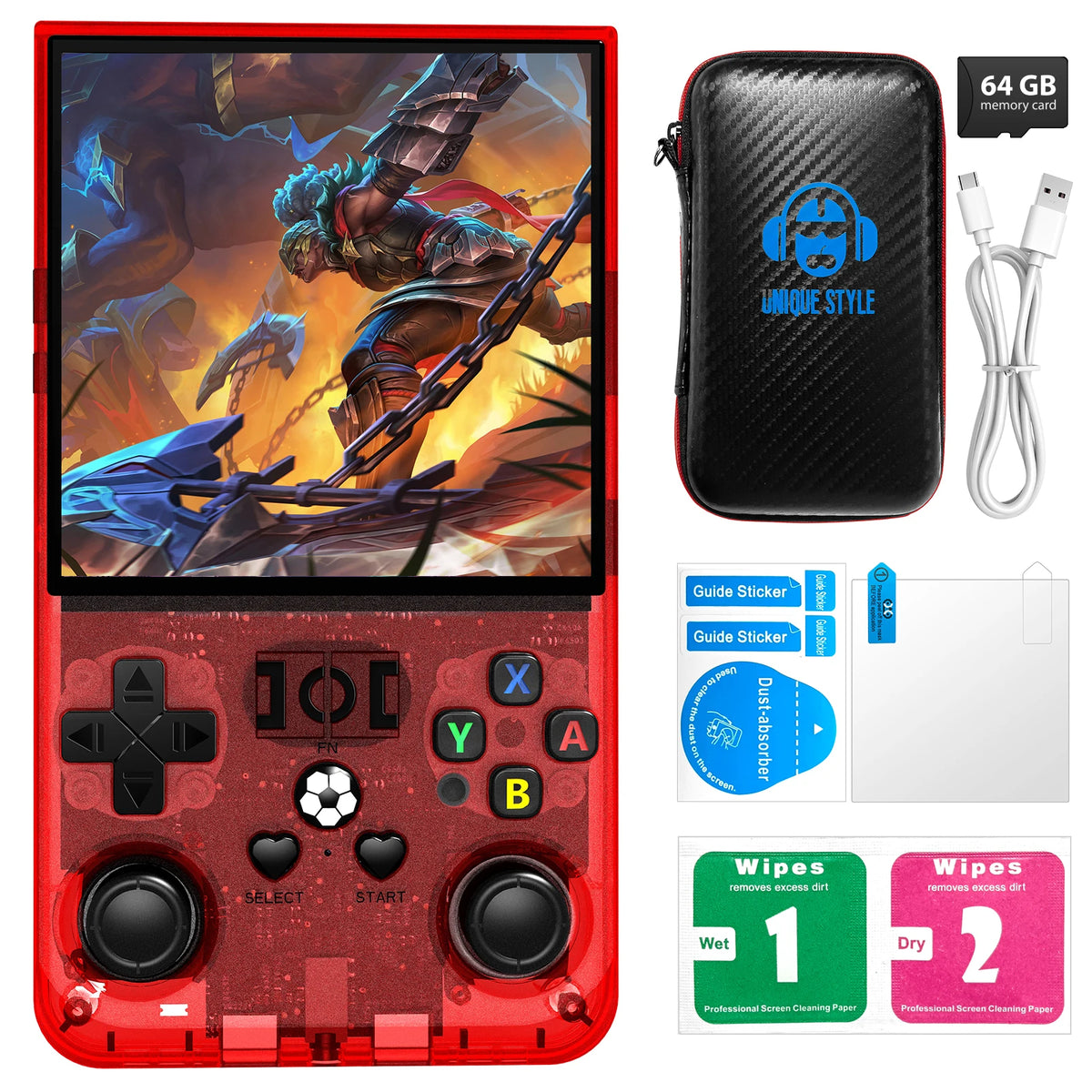 R36MAX Retro Handheld Game Console – 4″ 720×720 IPS Screen, Linux, RK3326, 4000mAh & 64GB/128GB
