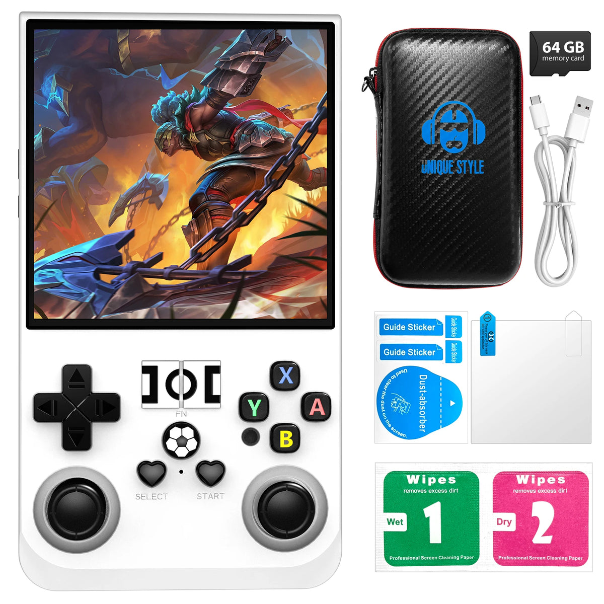 R36MAX Retro Handheld Game Console – 4″ 720×720 IPS Screen, Linux, RK3326, 4000mAh & 64GB/128GB