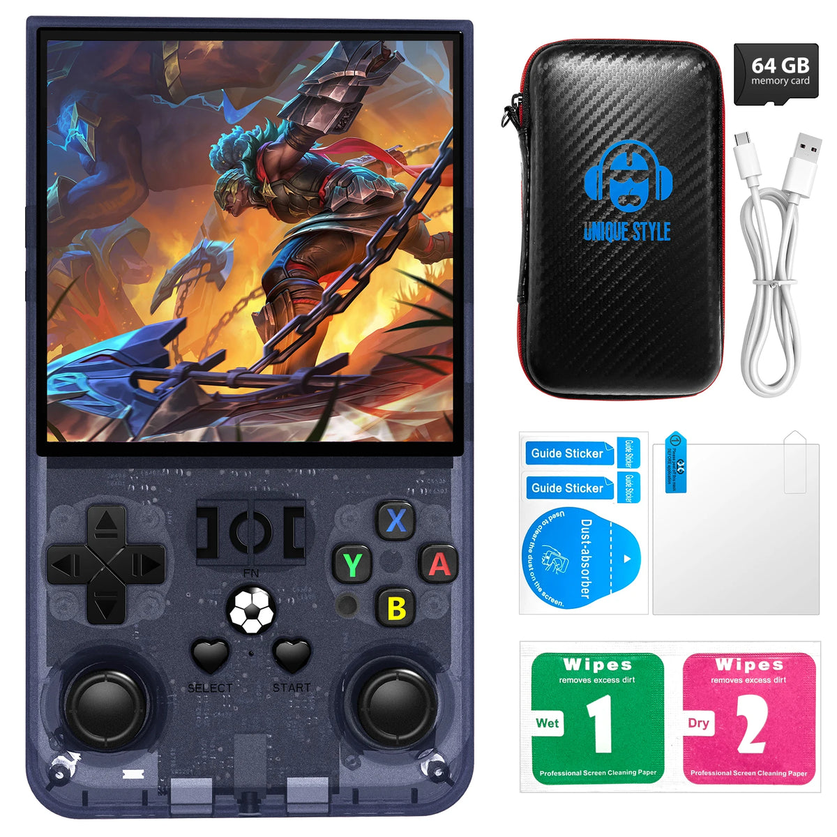 R36MAX Retro Handheld Game Console – 4″ 720×720 IPS Screen, Linux, RK3326, 4000mAh & 64GB/128GB