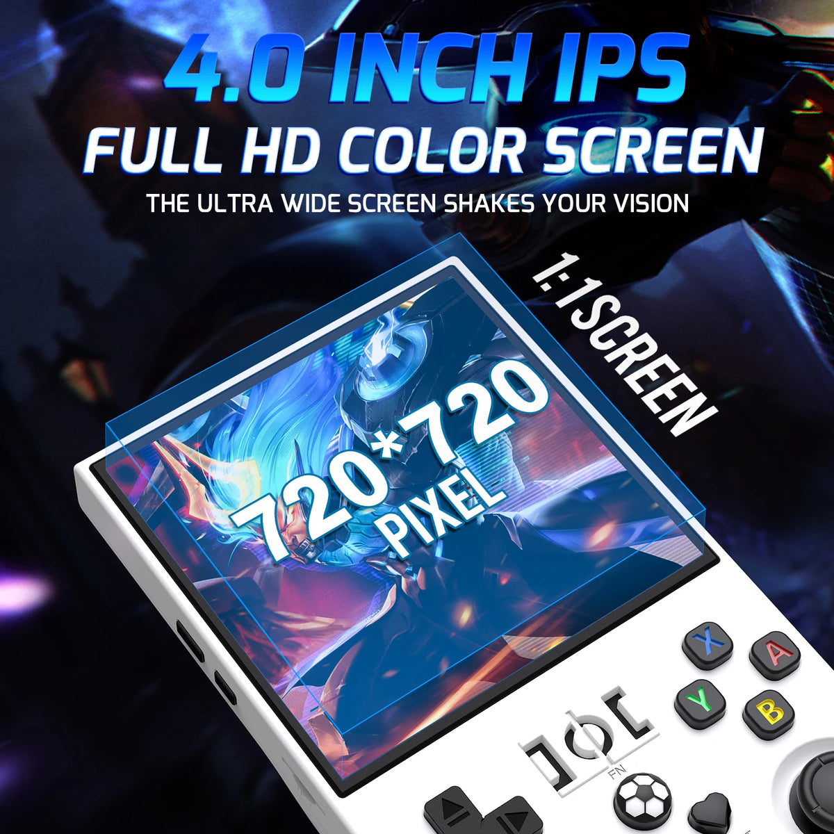 R36MAX Retro Handheld Game Console – 4″ 720×720 IPS Screen, Linux, RK3326, 4000mAh & 64GB/128GB