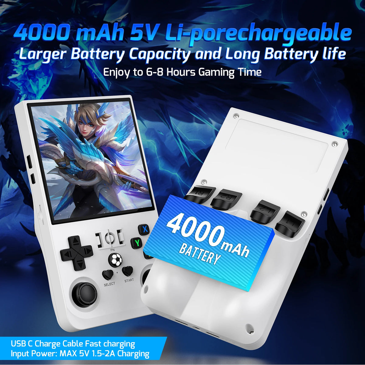 R36MAX Retro Handheld Game Console – 4″ 720×720 IPS Screen, Linux, RK3326, 4000mAh & 64GB/128GB