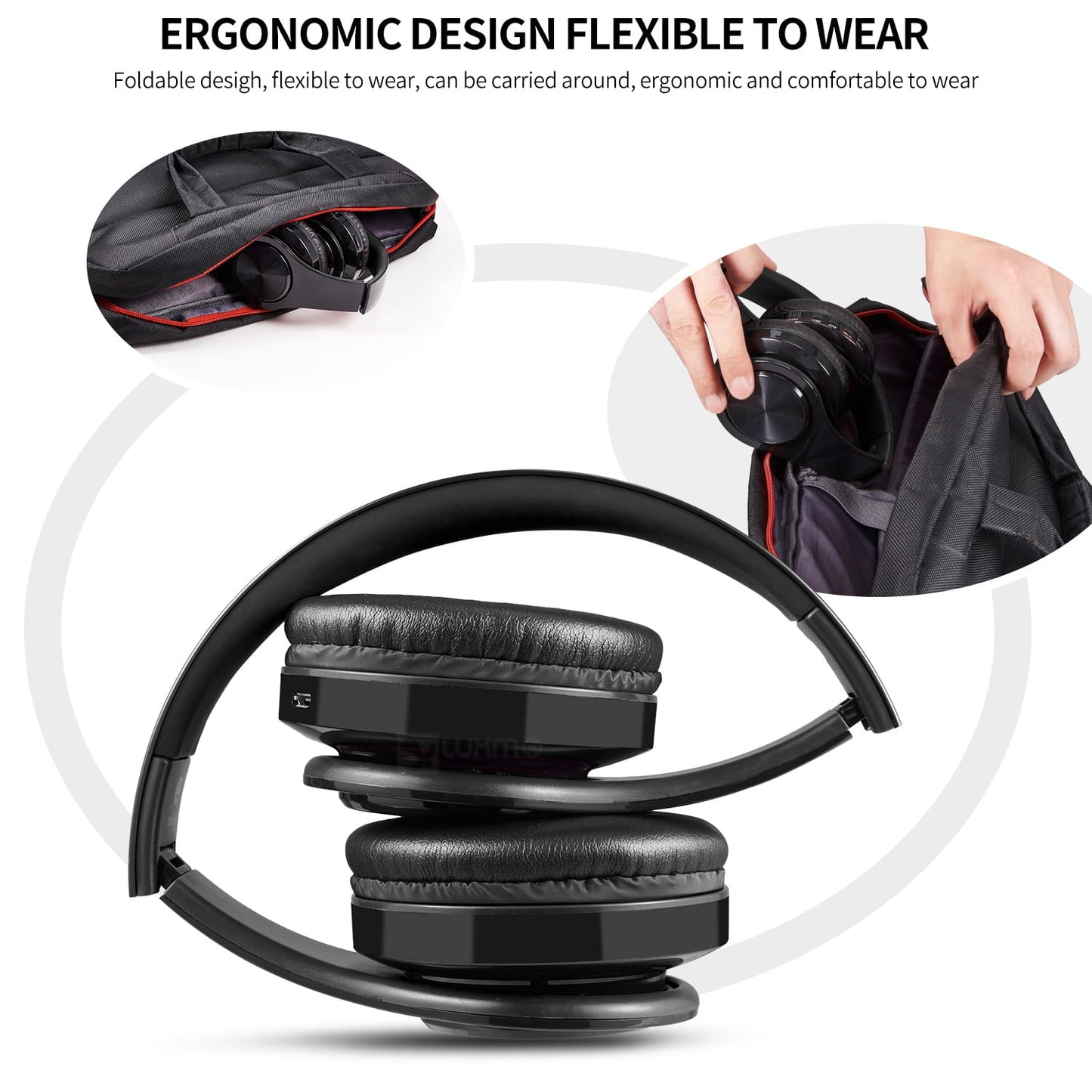 Wireless Bluetooth Noise Cancelling Headphones with Mic – Foldable Over-Ear Headset