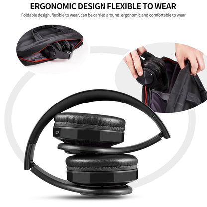Wireless Bluetooth Noise Cancelling Headphones with Mic – Foldable Over-Ear Headset
