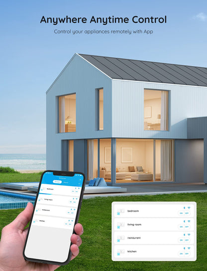 Smart Plug 15A - 4 Pack WiFi and Bluetooth Outlets Compatible with Alexa and Google Assistant, Remote Control via Home App, Multiple Timer Support, No Hub Required, ETL & FCC Certified