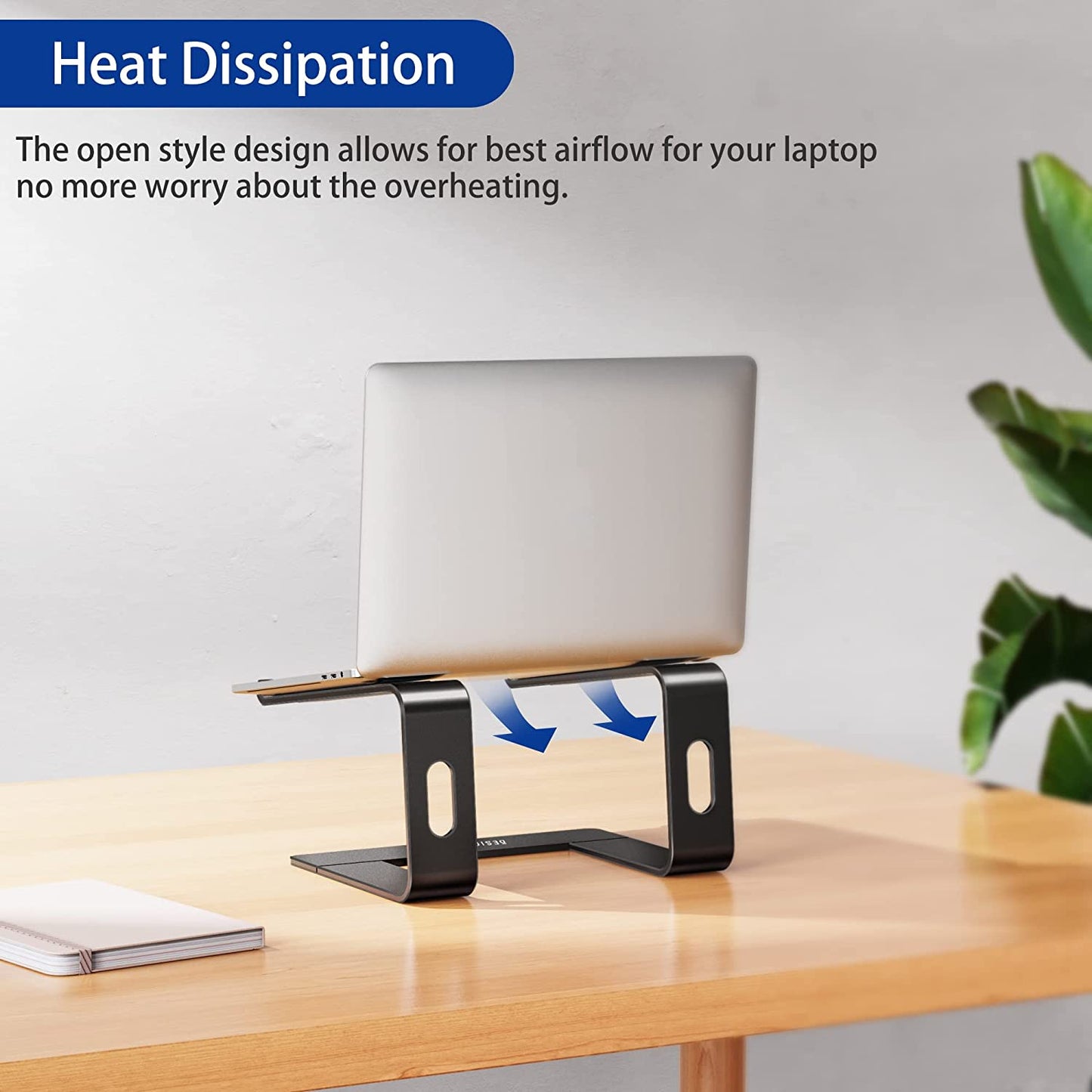 LS03 Aluminum Laptop Stand, Ergonomic Detachable Computer Stand, Notebook Riser, Laptop Mount Compatible with Air, Pro, Dell, HP, Lenovo More 10-15.6" Laptops, Black
