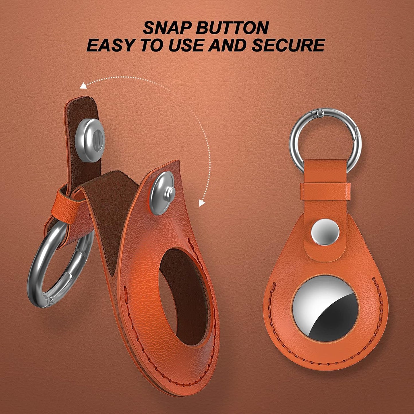 Premium Leather AirTag Holder – 2 Pack Protective Keychain Case